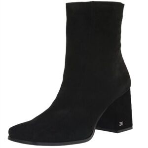 Black Suede Leather Ankle Boot MAYLA Moto block heel Sam Edelman Boho Square Toe
